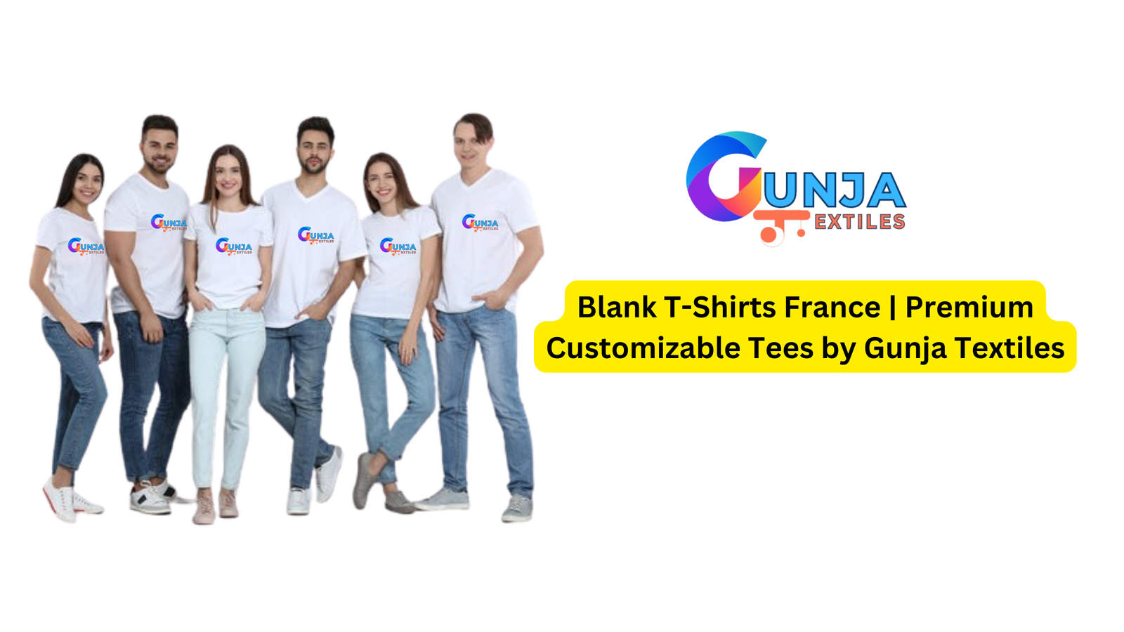 Model wearing a high-quality blank t-shirt by Gunja Textiles, perfect for customization and printing